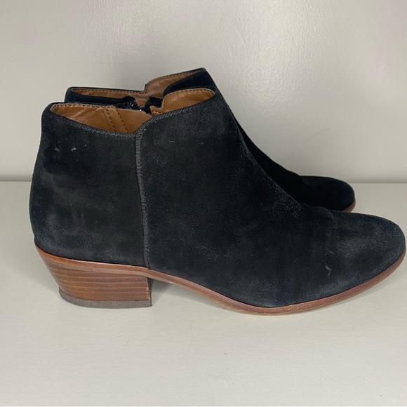 Sam Edelman Womens Petty Ankle Boot Sz 7.5 Black Suede Bootie Block Heel Comfy - Picture 8 of 15